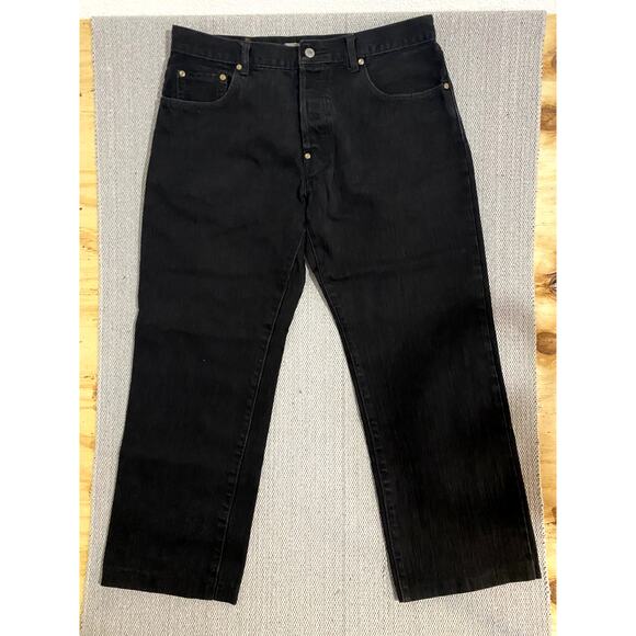 Crown Basics Jeans Mens 36X28 Black Loose Straight Painted Back Y2K Button Fly - Picture 3 of 14